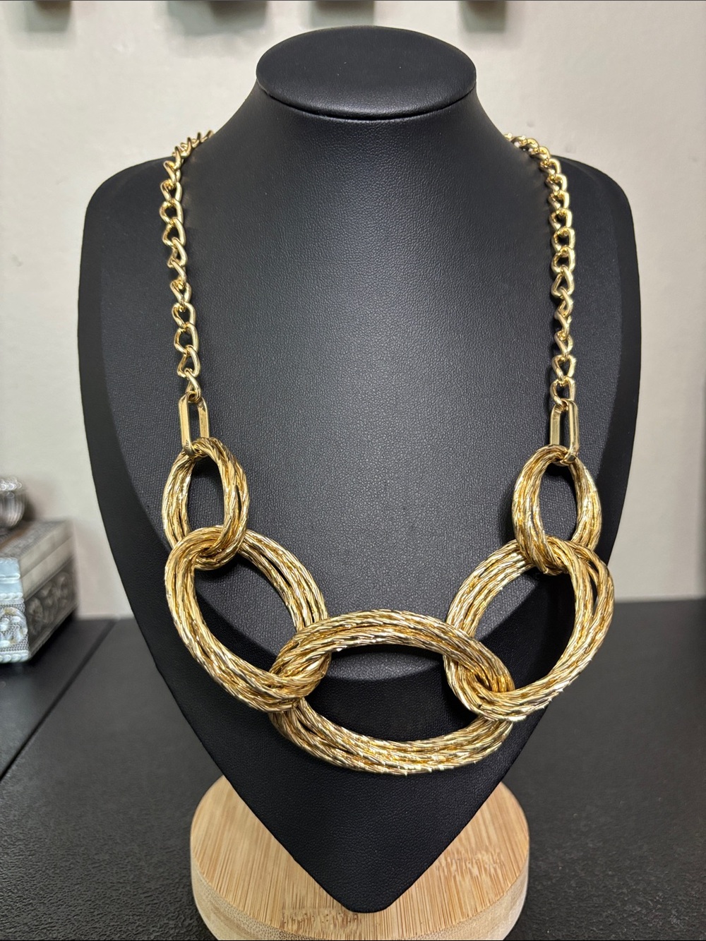 Gold Tone Multi-Link Statement Necklace - Women Jewelry